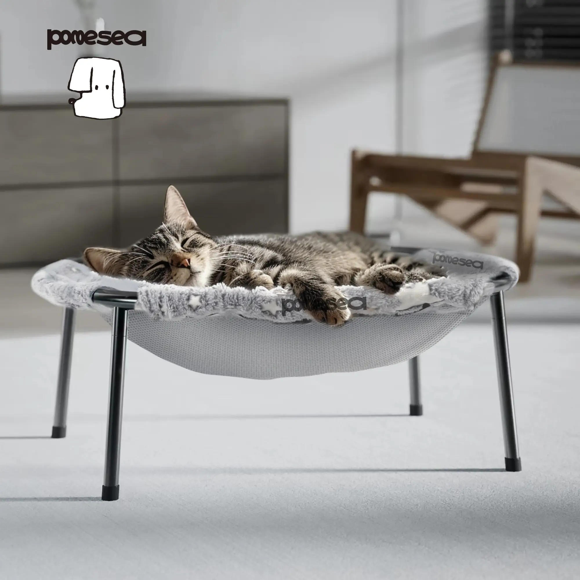 【Desk Pet Hammock】Pomesea Large Cat Bed for Cats,Calming Cat & Dog Bed for Small Dogs, Anti-Anxiety, Glow in The Dark,Soft Elevated Cat Bed for Indoor