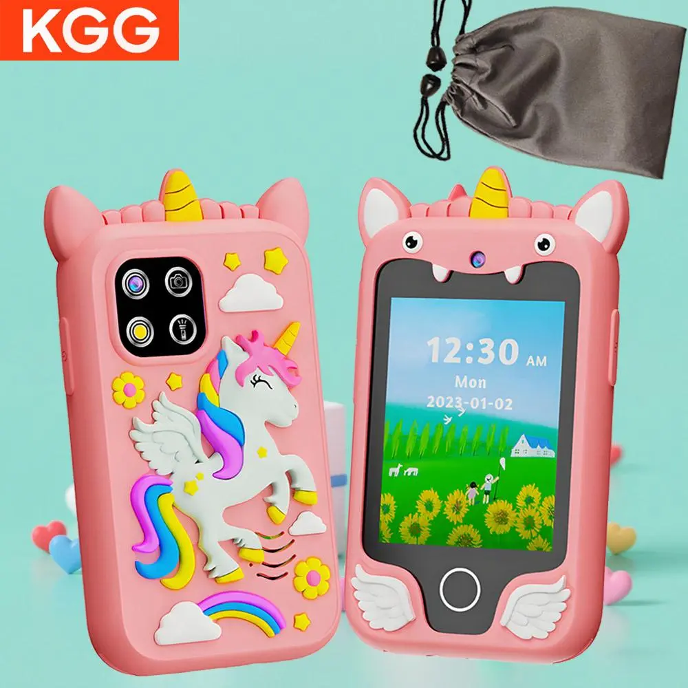KGG Cartoon Unicorn Design Smart Phone, 8GB Musical Toy, Cartoon Unicorn Touch Screen Camera Phone, Educational Toy Phone for Girls Boys