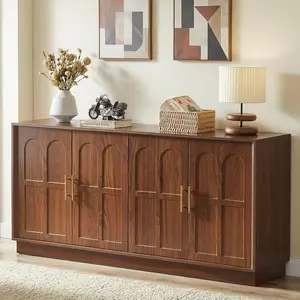 67" Sideboard Buffet Cabinet with Storage, Mid Century Modern Accent Cabinet with Arched Doors,Wood Media TV Console Table Credenza for Living Room Dining Room Hallway Entryway(Walnut)