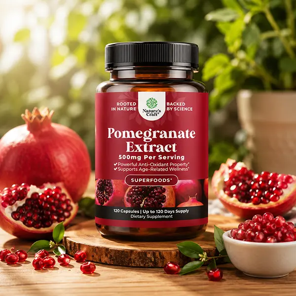 Advanced Pomegranate Extract Capsules, Antioxidant Supplement for Heart, Energy & Gut Health Support, Easy to Swallow Superfood Formula, Third-Party Tested, 120 Capsules