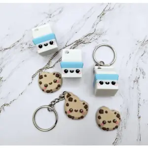 Milk and Cookie Friendship Charms | 3D Printed BFF Keychain Set | Cute Best Friend Gift | Matching Friendship Keychain | Cookie and Milk Charm | Fun Gift for Friends | Kawaii Food Keychain Accessory