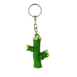 Cactus Seed Bead Handmade Fair Trade Boho Zipper Pull Key Chain - Guatemala