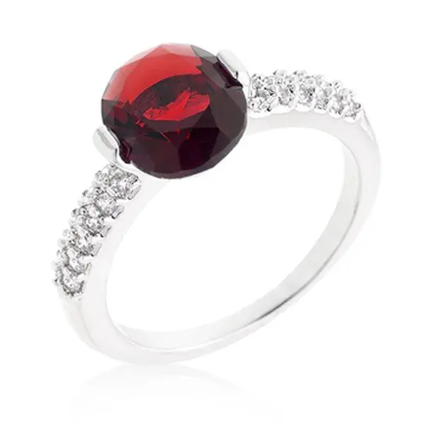 Red Oval Cubic Zirconia Engagement Ring - Size 05