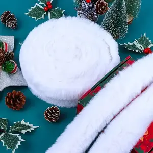 Faux Rabbit Fur Trim, 5cm X 150cm, Ideal for Christmas Tree Skirts, DIY Crafts, Festive Decoration, Soft Fabric Strip