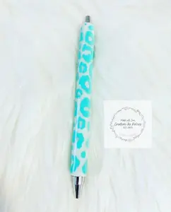 Teal Cheetah UV Resin Glitter Pen