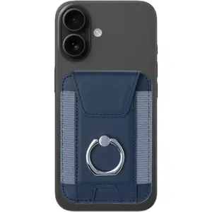 for Magsafe Wallet, Slim  Card Wallet with Grip, 7 Cards Holder RFID Blocking, Ring Stand Stick  Wallet with  Flap (Deep Blue)