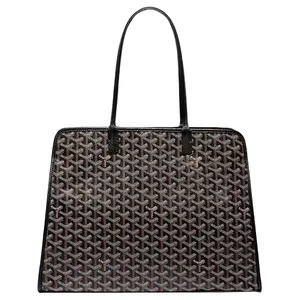 Goyard Hardy Y-Print Canvas and Calfskin Tote Bag with Leather Handle and Zipper Closure, Small Size for Men and Women