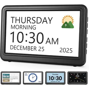 Clock with Day and Date For Elderly, 7" Large Display Digital Calendar Day Clock with 20 Custom Alarms and Reminders, 12 Display Modes, Dimmable Clocks For Seniors