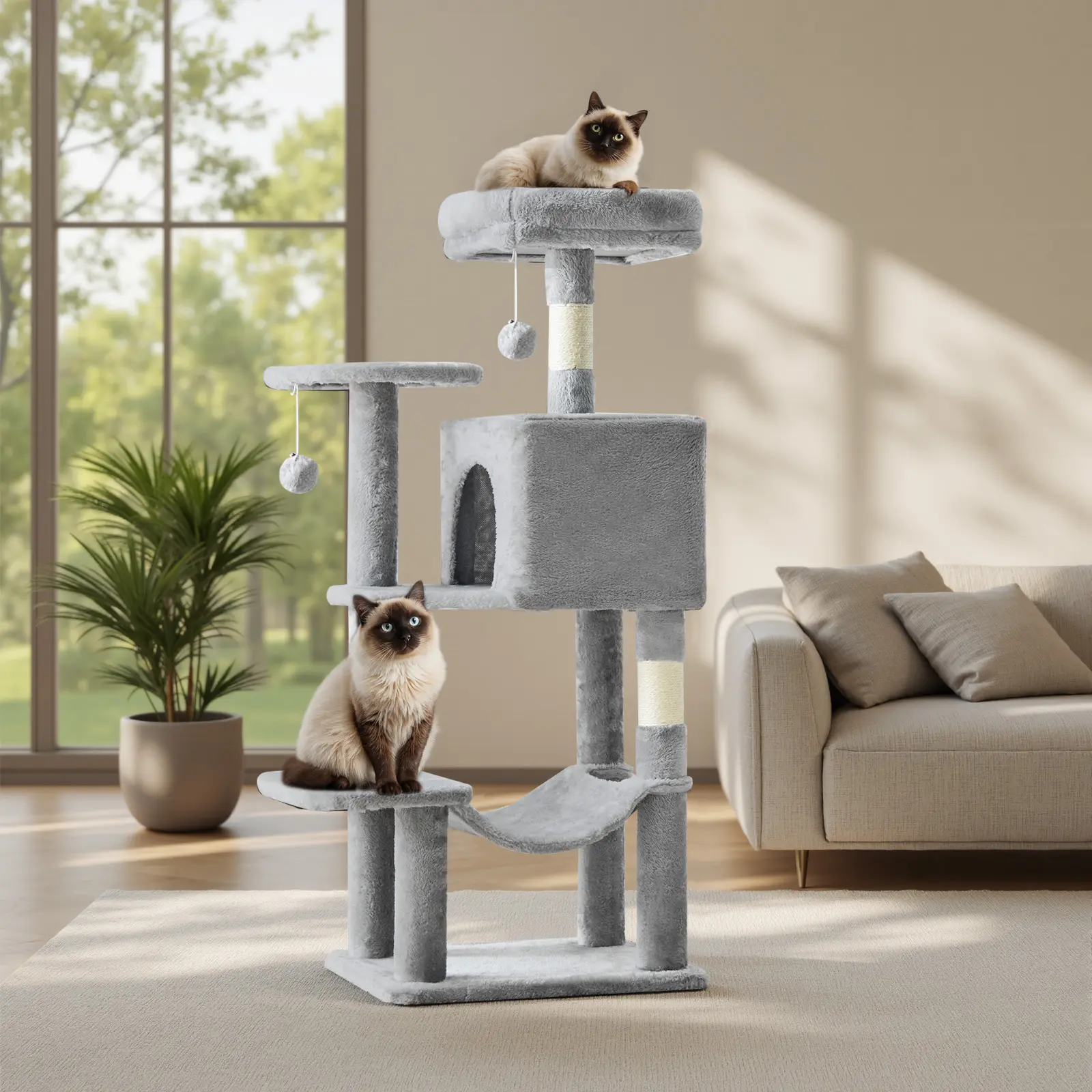 Cat Climbing Shelf, Post Cascading Cat Climbing Shelf, Indoor Playhouse, Cozy Nest, Durable, Space-Saving Design, Gift for Pet Owners