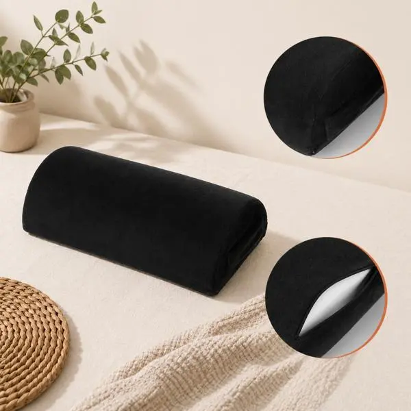 Half Round Orthopedic Support Lumbar Sleeping Pillow, Neck & Leg Pain Relief Bolster Cushion with Removable Cover Ideal for Sleeping Reading