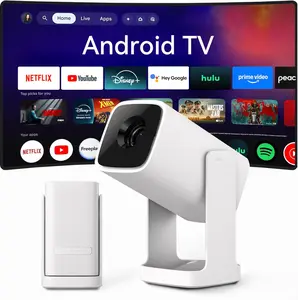 [US warehouse] REAL Android TV OS, Smart Projector, 4K, 2600 Lumens, Home Theater with Dolby Sound, 2.4G/5G Wi-Fi & Bluetooth, Compatible with Games Consoles & Smartphone, Indoor & Outdoor Use, 1080P supported, Wanbo Cube 1, 200 ISO Lumens