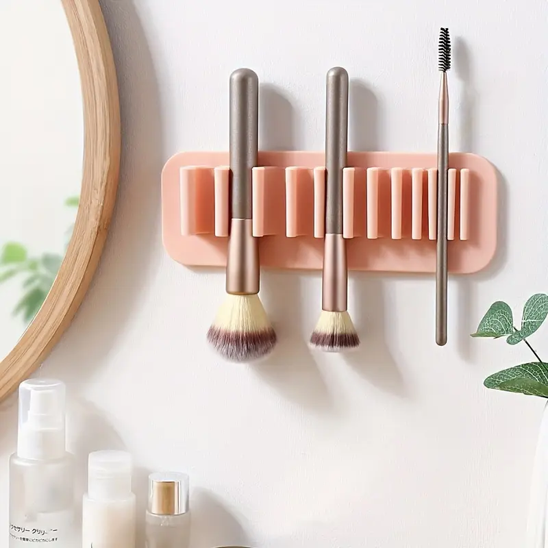1pc Silicone Makeup Brush Drying Rack Suction Wall Brush Storage Rack, Multifunctional Storage Cosmetic Brush Drying Rack, Makeup Brush Drying Rack, Makeup Brush Organizer, for Bathroom Home