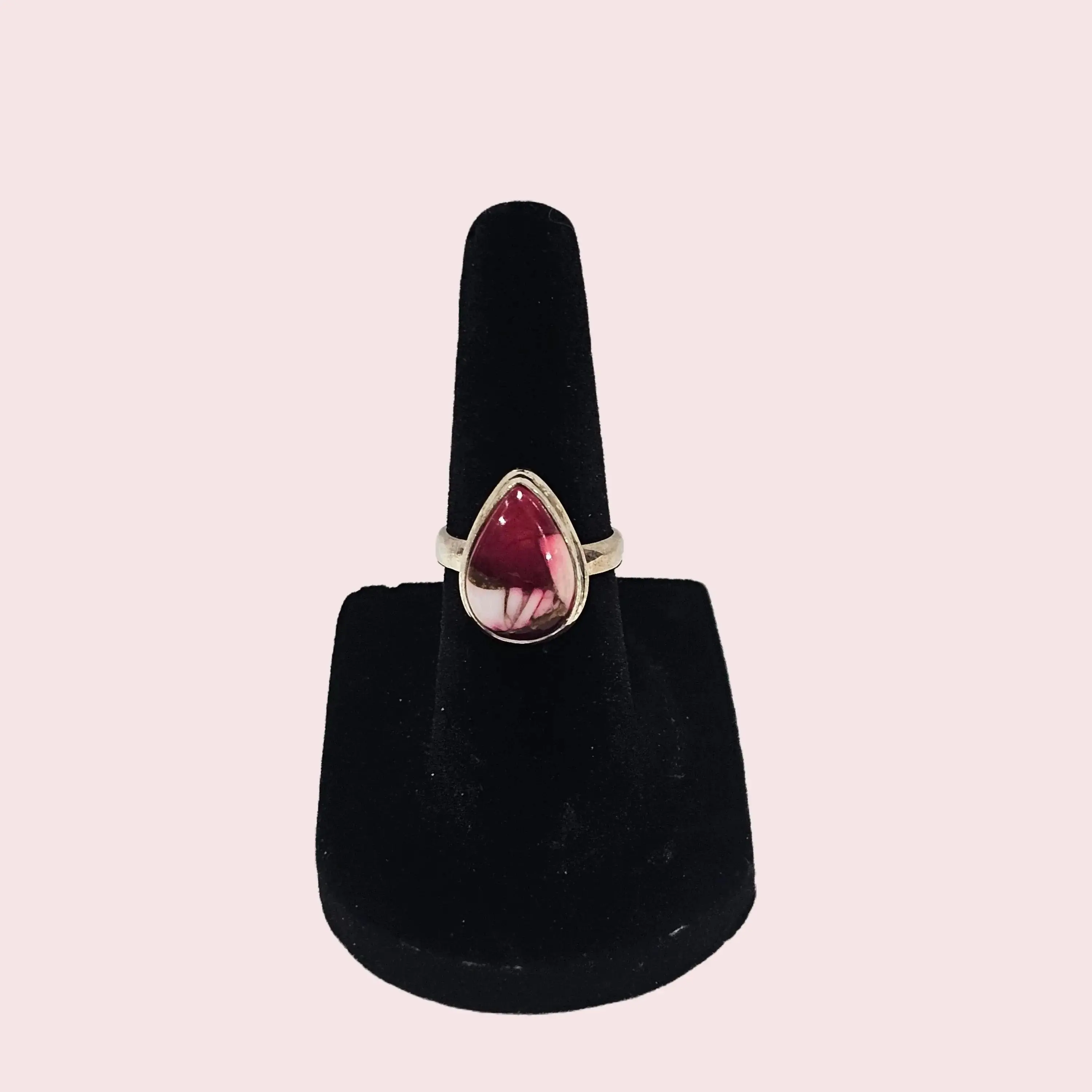 Sterling Silver Rose Dahlia Gemstone Ring - Size 5