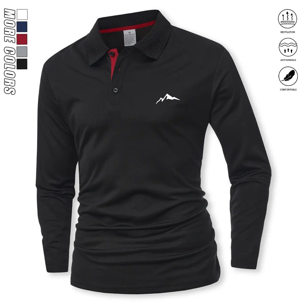 Men’s long-sleeved polo shirts with a turn-down collar for spring and autumn; solid-color, low-profile design polo shirts available in multiple colors; and casual athletic men’s tops.Perfect for travel and work.