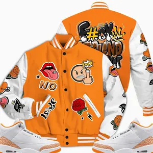 3 White Orange Peel Varsity Jacket, Orange Citrus 3s Outfit Around Find Out Shirt Shirts To Match Sneaker Streetwear