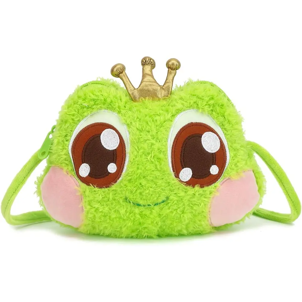 Kawaii Frog Purse for Women, Cute Stuffed Animal Bag Plush Novelty Purse, Soft Fluffy Frog Crossbody Bags