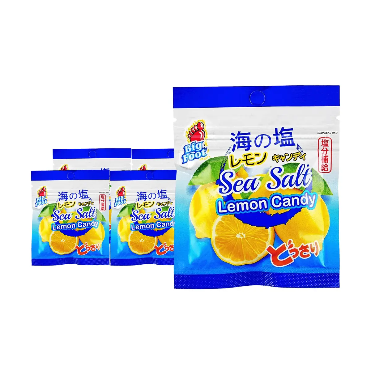 BIG FOOT Malaysian Salted Lemon Candy - 15g x 5 Packs | Cooling Throat Lozenge, Refreshing & Hydrating, Viral Internet Sensation, Ouyang Nana Recommended
