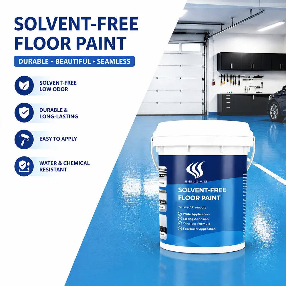 SHENGWEI Blue Epoxy Floor Coating, Solvent-Free Concrete Paint for Factory, Workshop & Warehouse Floors, 1 Gallon Covers 120 Sq Ft, 3 Gallon Covers 360 Sq Ft, Heavy Duty Waterproof Wear Resistant Anti-Slip Floor Finish