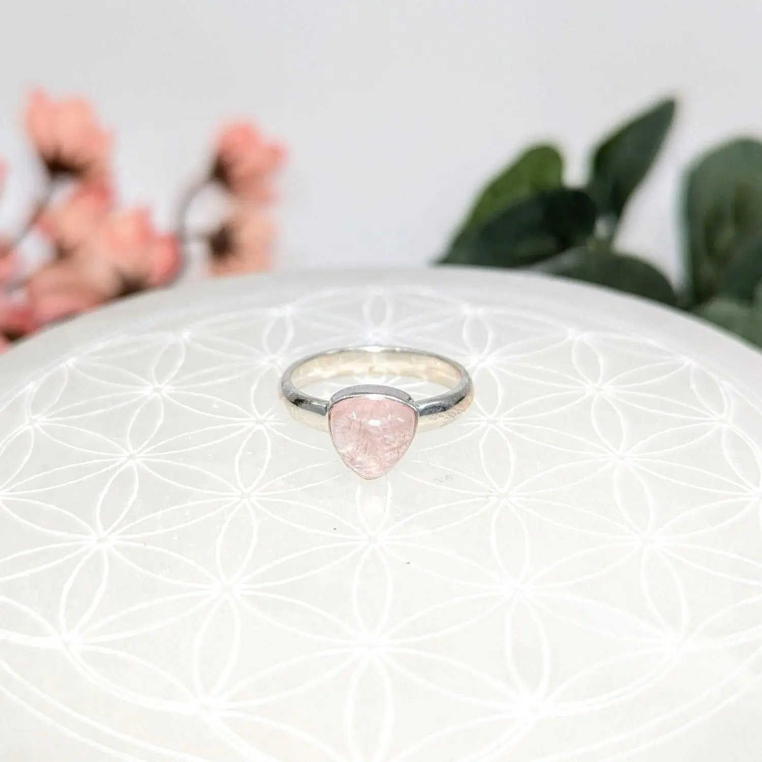 Pink Morganite Ring Sterling Silver - Size 8