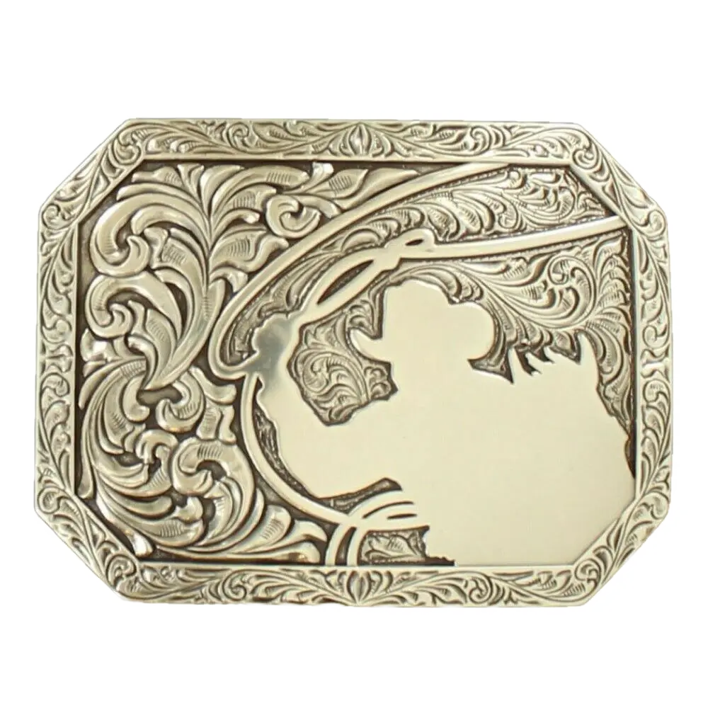 Nocona Men's Roping Cowboy Silver Belt Buckle 37713