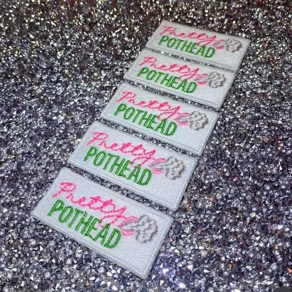 Pretty Pothead Embroidered Patch | Iron on Patch | Sew on Patch | Appliqué