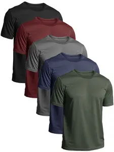Men's Sport Quick-Dry Short Sleeve T-Shirt Set, Pure Color Round Neck Training Top, Breathable Fast Dry, Gym Essential, Running, Basketball, Football, Cycling, Athletic Fitted Breathable, Quick Dry Activewear