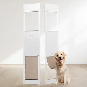 VEVOR Dog Door for Sliding Glass Door,  75 7/8"-80 11/16" Adjustable Height Doggy Door for Sliding Doors, Aluminum Frame Tempered Glass Pet Door with Hinge Structure Flap and Lock for Large-Sized Dogs