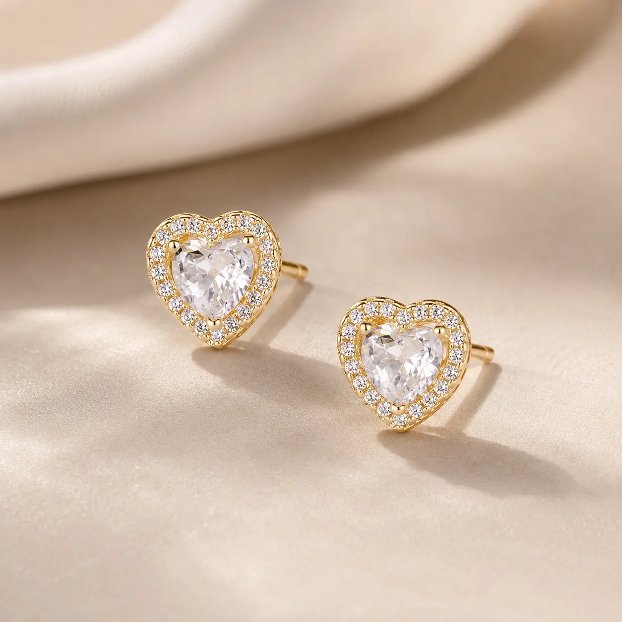 Women's Elegant Heart-Shaped Stud Earrings - Elegant Minimalist, Sparkling, Feminine Aesthetic Adorable Style Jewelry for Everyday Wear, Romance-Themed Birthday Gifts, Elegant Minimalist Earrings, Sparkling Ear Jewelry