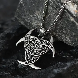 FaithHeart Viking Triple Horn of Odin Necklace Stainless Steel