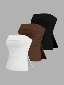 European & American Fashion Women's Strapless Backless Elegant Top Three-Piece Set, Stylish and Comfortable, Perfect for Any Occasion