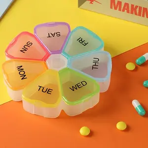 7-Day Weekly Pill Box, Portable 7-Grid Pill Organizer, Pill Storage Box, Home Organizer for Pills, Medicines, Vitamins, Pill Holder
