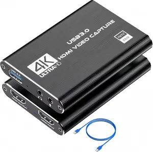 HDMI To USB 3.0 Capture Card withMicrophone, High Definition Video RecordingCard with Mic, HDMl Video Capture Card ForComputer,Sound System Laptop,VCR, DVDPlayer,Xbox,Laptop, Boyfriend Gift, TechGadgets,Videography Equipment, DigitalBlack