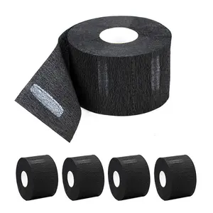 Disposable Paper Barber Neck Strips 5 Rolls 500 Strips Black Professional Stretchy Paper Neck Band for Salon Haircut Styling