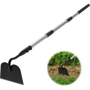Weeding Hoe Garden Tool, Heavy Duty Weeding Hoe, Long Handle Weeding, Easy Standing Weed Scraper Tool, Suitable for Garden, 5.5 Feet Adjustable Weeding Hoe with 6inch Wide Welded Blades