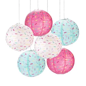 12" Donut Sprinkles Hanging Paper Lanterns - 6 Pc.