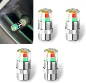 4 PCS Tire Pressure Monitor Valve Stem Caps, 2.4Bar 36PSI 3-Color Eye Alert Sensor Indicator, Tire Pressure Detection Warning Cap, Universal for Most Cars (Silver)​