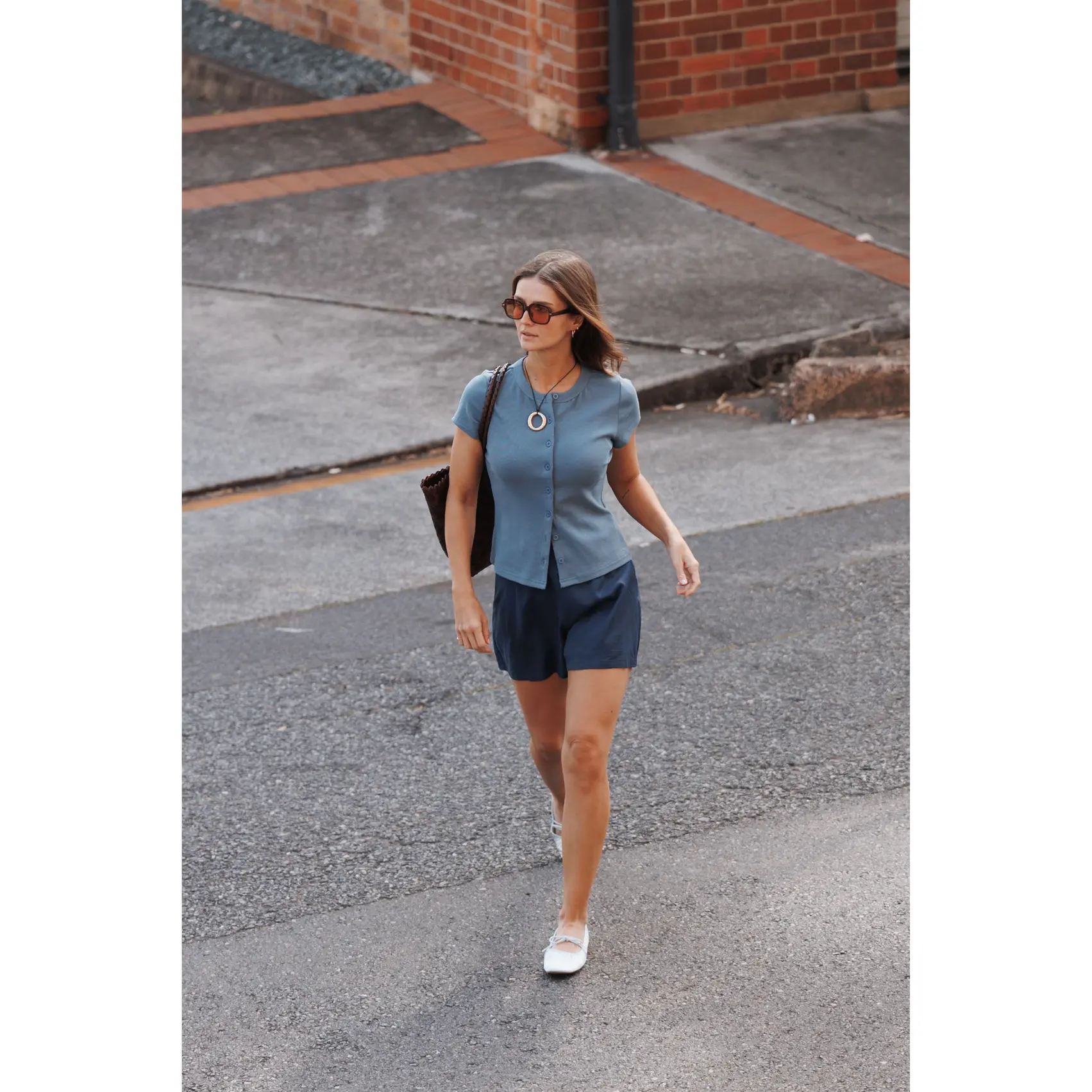 Tylarah Short Sleeve Cardigan Top - Denim Blue