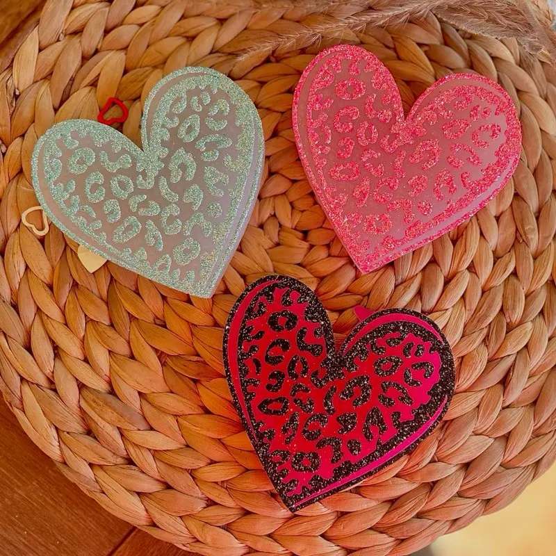 Cheetah heart valentines car freshie