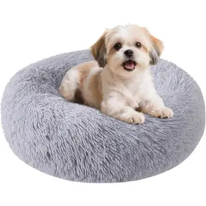 Dog Bed for Small Medium Large Dogs Cats, 20 inch Calming Washable-Round Cozy Soft Pet Bed for Puppy and Kitten with Slip-Resistant Bottom