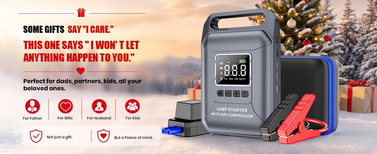 Soulor 4000A Ultra-Safe Jump Starter – Starts all 12V battery vehicles. Features 160 PSI air compressor, 18W fast charging, tire pressure check, and LED light. Includes jumper cables, air hose, storage bag, and 4 inflation nozzle sohochic Soulor 4000A Ultra-Safe Jump Starter – Starts all 12V battery vehicles. Features 160 PSI air compressor, 18W fast charging, tire pressure check, and LED light. Includes jumper cables, air hose, storage bag, and 4 inflation nozzle sohochic