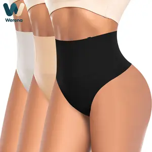 Werena Women's Seamless Tummy Control Thong for Women Shapewear Body Shaper Panties Under Dress with Shaping Fit
