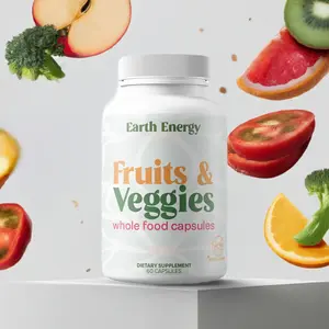 Earth Energy Fruits & Veggies Whole Food Capsules - 60 Count Dietary Supplement for Energy, Digestion, Immune Health & Inflammation Support