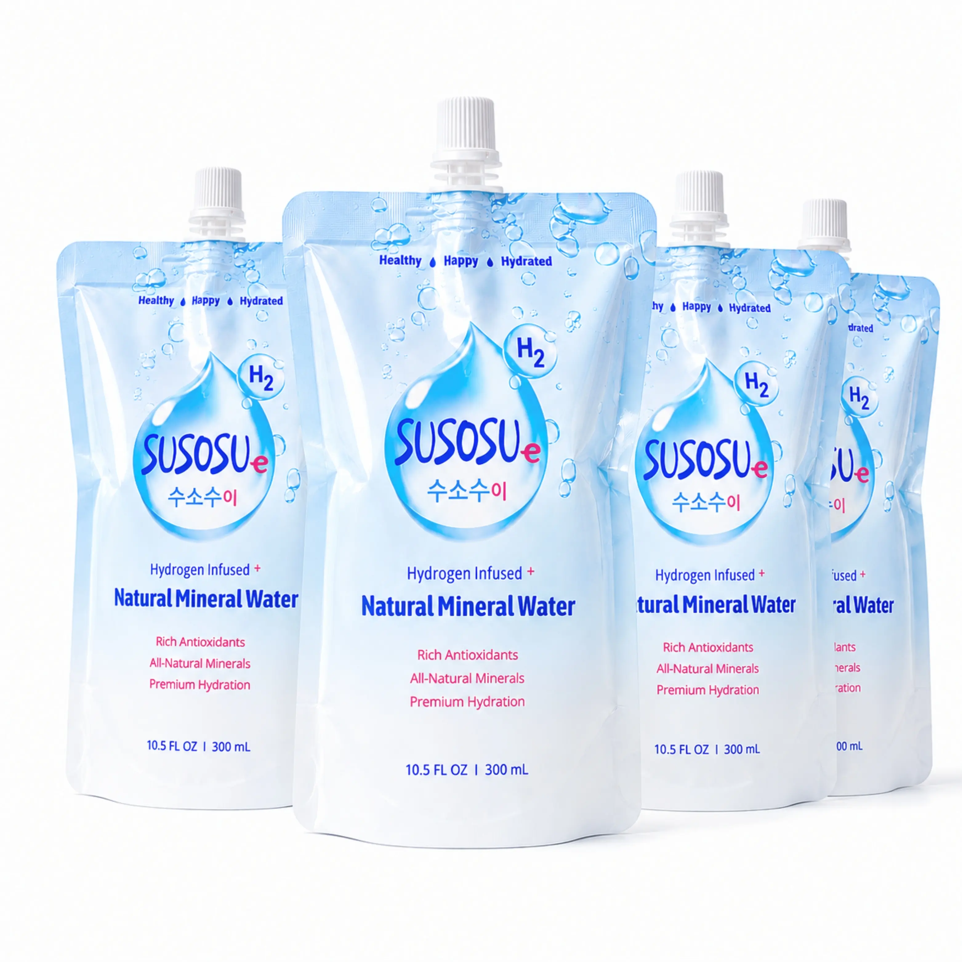 Susosu Hydrogen Water, Korean Natural Mineral Water, 10.5 Fl Oz, 4 Pack