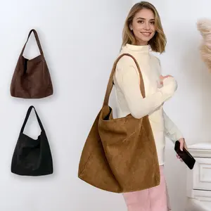 Durable Soft Retro Medium Hobo Handbag for Women Stylish Solid Color Suede Shoulder Bag for Thanksgiving Gifts