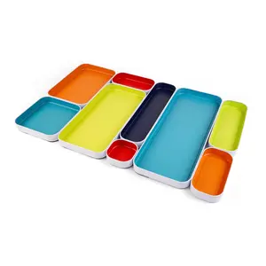 metal stacking bins + drawer organizers set of 9 1"