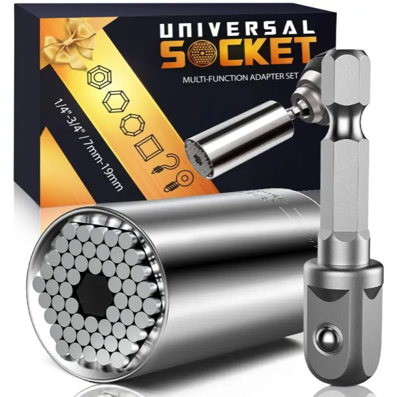 Adult Men Super Universal Socket Tools,Black Friday Grip Set with Electric Drill Adapter Cool Stuff Gadget Gifts for Him Men.Christmas Birthday Gifts Cool Stuff Gadgets for Him Dad Father Husband,Socket Set with Power Drill Adapter(7-19 MM) Colorful