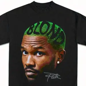 Frank Osenses Cotton Crew Neck Hip Hop T-Shirt with Blonde Album Cover Design 100% Cotton Casual Round Neck Tee for Men & Women Perfect for Concerts Outdoor Activities and Casual Wear Music T Shirts Menswear Top Streetwear Tshirt - Crewneck, Tropical