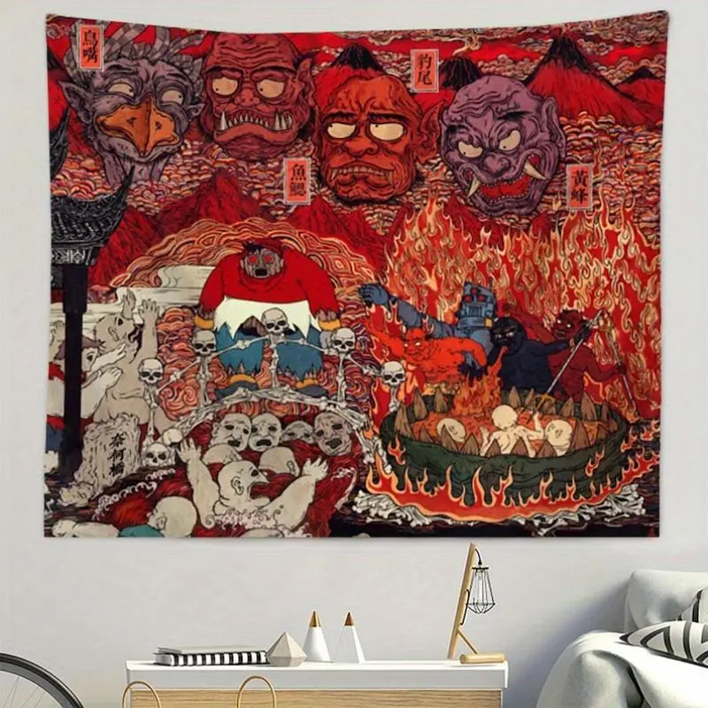 [Psychedelic Tapestry] Psychedelic Japanese Ukiyoe Wall Tapestry |     Cartoon Tapestry, Abstract Art Tapestries, Background Cloth, Bedroom Decor