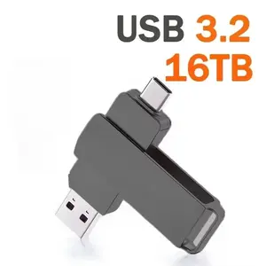 USB 3.2 16TB USB Flash drive Memory Type-c 2-In-1 OTG Pendrive pen drive Flash Disk For Computer high speed metal u disk
