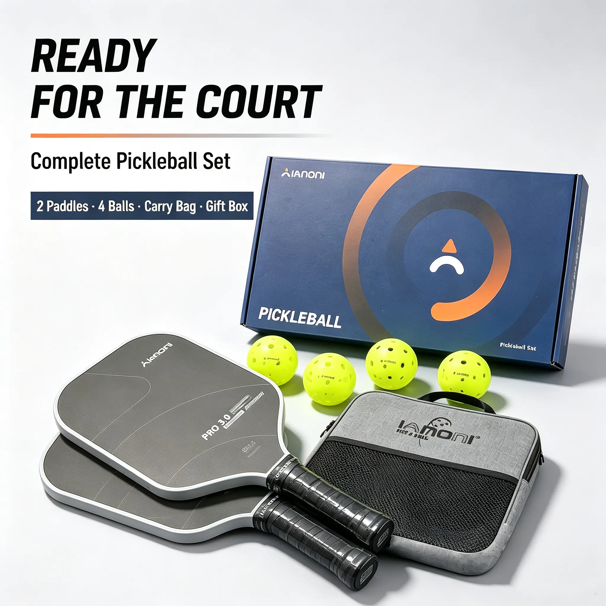 Complete Pickleball Set, T700 Carbon Fiber Pickleball Paddles Set with 4 Balls & Carry Bag, USAPA Approved for Beginners & Intermediate Players